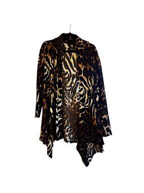 Donna Salyers Fabulous-Furs Leopard Print Faux Fur Cardigan Jacket L Made In Chi